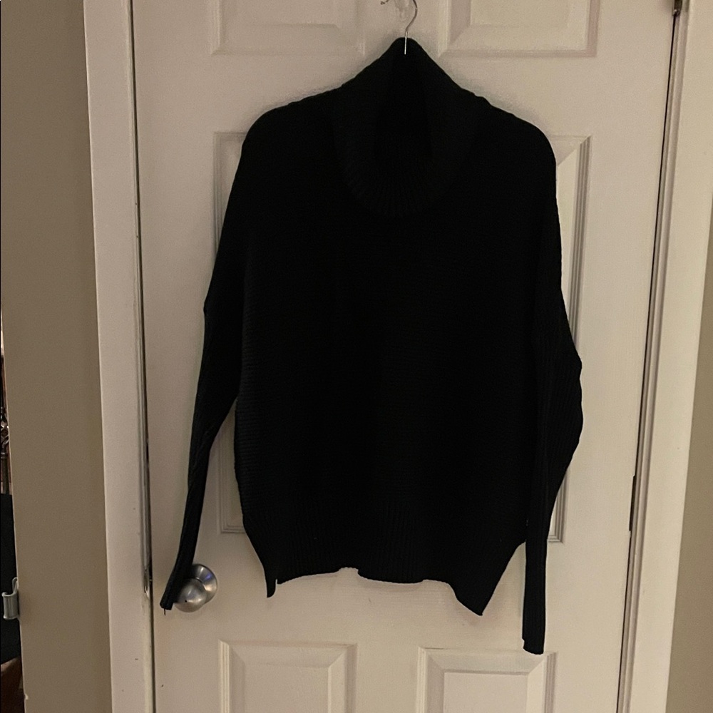 Elegant Black Cowl Neck Sweater